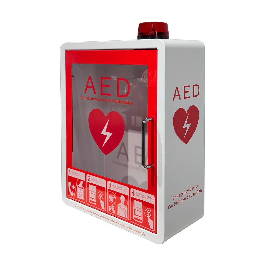 Бокс металевий настінний із сигналізацією для дефібрилятора AED Amoul