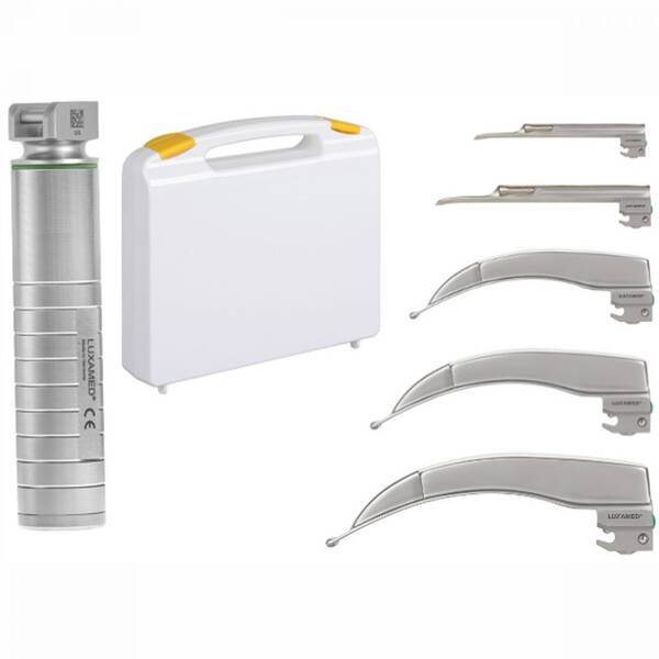 Набір F.O. ларингоскоп дорослий + педіатричний LED2,5В + 2 Miller та 3 Macintosh клинка Luxamed, рис. 0