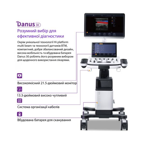 Ультразвукова діагностична система стаціонарна високого класу +2 датчики Danus 30 Focus & Fusion, рис. 3